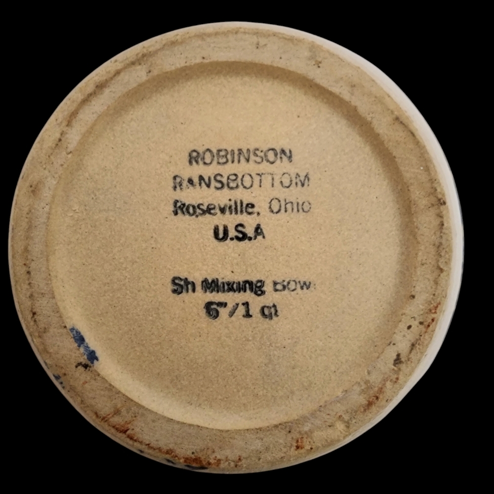 Robinson Ransbottom Blue 6” Mixing Bowl 1 QT Wheat Sponge Pattern - Picture 7 of 9
